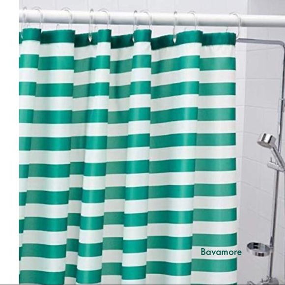 Ikea Shower Curtain Dark Green white 71x71" BRAND NEW - Picture 1 of 4